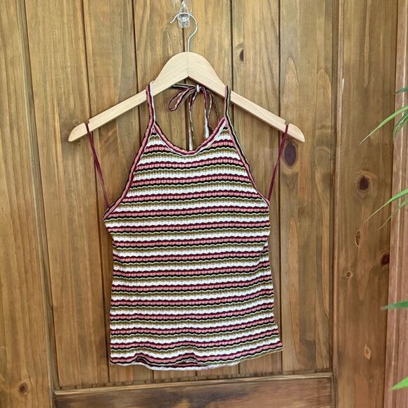 American Eagle Striped Ribbed Halter Top in Multicolor - Picture 4 of 8